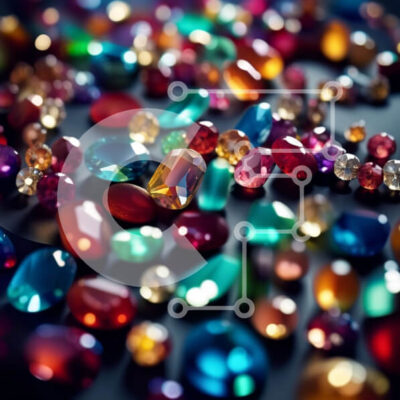 Intra Συλλεκτικό Ξύλινο Παζλ Plywood  4mm - Ζωντανή εικόνα πολύχρωμων πολύτιμων λίθων που λάμπουν έντονα Σε Ξύλινο Κουτί - Διαστάσεις: 10x10 cm – 25 κομμάτια - Image 1