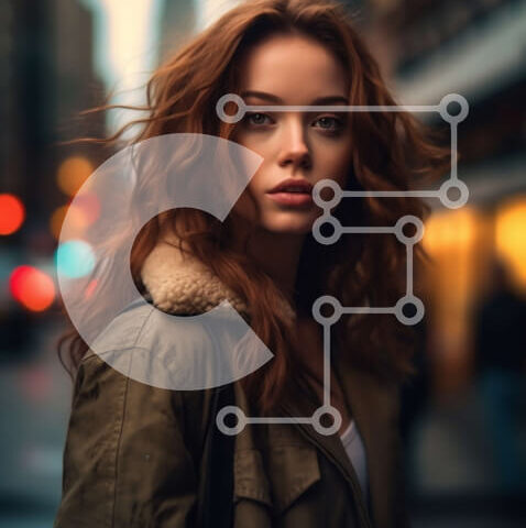 Intra Συλλεκτικό Ξύλινο Παζλ Plywood  4mm - Εκπληκτική εικόνα μιας νεαρής γυναίκας σε δρόμο της πόλης το σούρουπο Σε Ξύλινο Κουτί - Διαστάσεις Puzzle: 10x10 cm – 25 κομμάτια - Image 1