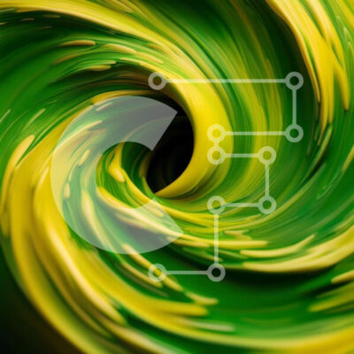 Intra Συλλεκτικό Ξύλινο Παζλ Plywood  4mm - Puzzle με Θέμα Abstract Art: Swirling Vortex of Green and Yellow Paint Σε Ξύλινο Κουτί - Διαστάσεις Puzzle: 10x10 cm – 25 κομμάτια - Image 1