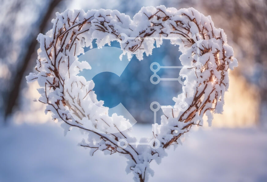 Intra Συλλεκτικό Ξύλινο Παζλ Plywood  4mm - Χιονισμένο στεφάνι σε σχήμα καρδιάς για χειμερινή διακόσμηση Σε Ξύλινο Κουτί - Διαστάσεις Puzzle: 10x10 cm – 25 κομμάτια