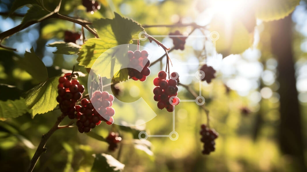 Intra Συλλεκτικό Ξύλινο Παζλ Plywood  4mm - Ηλιόλουστο δάσος με κόκκινα μούρα σε κλαδί δέντρου Σε Ξύλινο Κουτί - Διαστάσεις: 10x10 cm – 25 κομμάτια