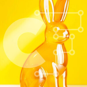 Intra Συλλεκτικό Ξύλινο Παζλ Plywood  4mm - Φωτεινά χρωματισμένο ειδώλιο λαγουδάκι σε πορτοκαλί φόντο Σε Ξύλινο Κουτί - Διαστάσεις: 10x10 cm – 25 κομμάτια