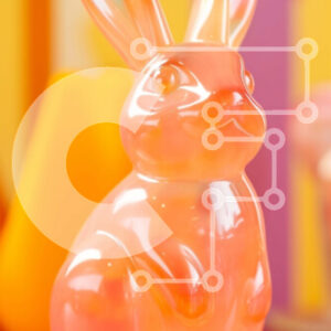 Intra Συλλεκτικό Ξύλινο Παζλ Plywood  4mm - Διαυγές πλαστικό ειδώλιο λαγουδάκι σε πορτοκαλί τραπέζι Σε Ξύλινο Κουτί - Διαστάσεις: 10x10 cm – 25 κομμάτια