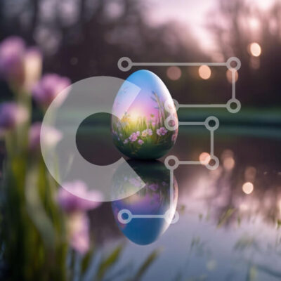 Intra Συλλεκτικό Ξύλινο Παζλ Plywood 4mm - Όμορφο ζωγραφισμένο πασχαλινό αυγό με μωβ τουλίπες και λουλούδια Σε Ξύλινο Κουτί - Διαστάσεις: 10x10 cm – 25 κομμάτια - Image 1