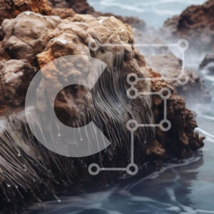 Intra Συλλεκτικό Ξύλινο Παζλ Plywood  4mm - Σχηματισμός ωκεανού βράχου με καταρράκτες και ψάρια Σε Ξύλινο Κουτί - Διαστάσεις: 10x10 cm – 25 κομμάτια