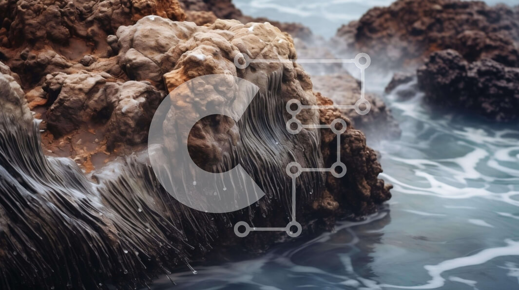 Intra Συλλεκτικό Ξύλινο Παζλ Plywood  4mm - Σχηματισμός ωκεανού βράχου με καταρράκτες και ψάρια Σε Ξύλινο Κουτί - Διαστάσεις: 10x10 cm – 25 κομμάτια