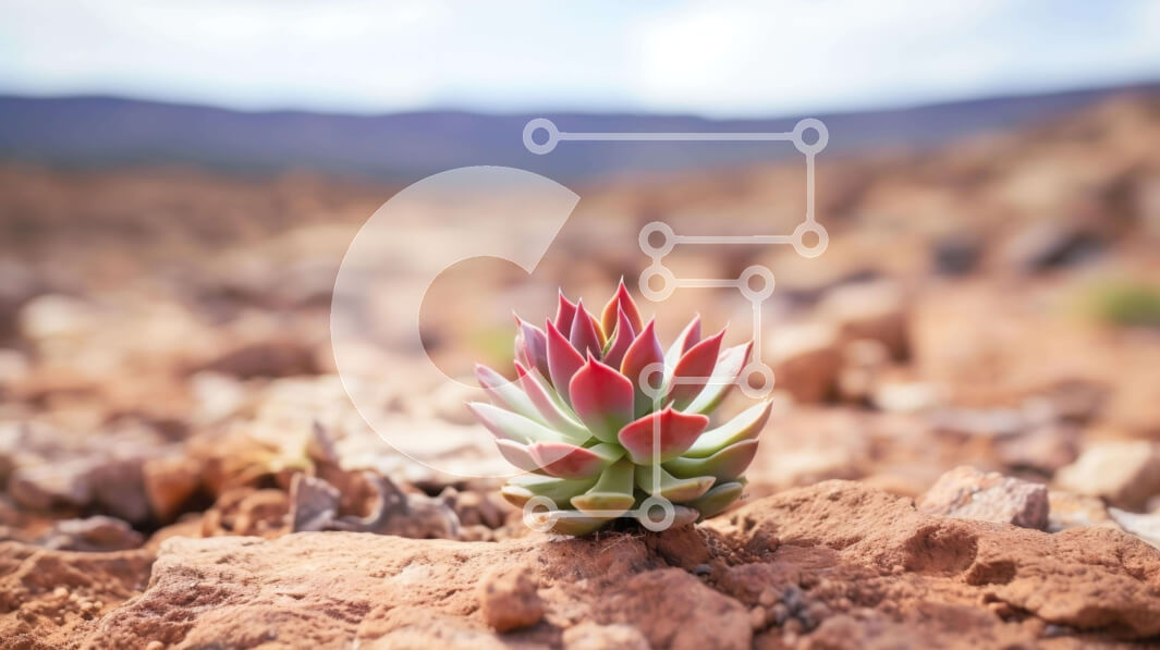 Intra Συλλεκτικό Ξύλινο Παζλ Plywood  4mm - Κόκκινο φυτό στο τοπίο της ερήμου Σε Ξύλινο Κουτί - Διαστάσεις: 10x10 cm – 25 κομμάτια