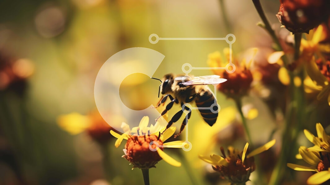 Intra Συλλεκτικό Ξύλινο Παζλ Plywood  4mm - Μέλισσα σε κίτρινα λουλούδια που μαζεύει νέκταρ Σε Ξύλινο Κουτί - Διαστάσεις: 10x10 cm – 25 κομμάτια