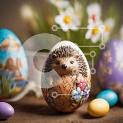 Intra Συλλεκτικό Ξύλινο Παζλ Plywood  4mm - Τραπεζάκι με θέμα το Πάσχα με βαμμένα αυγά και λουλούδια Σε Ξύλινο Κουτί - Διαστάσεις: 10x10 cm – 25 κομμάτια - Image 1