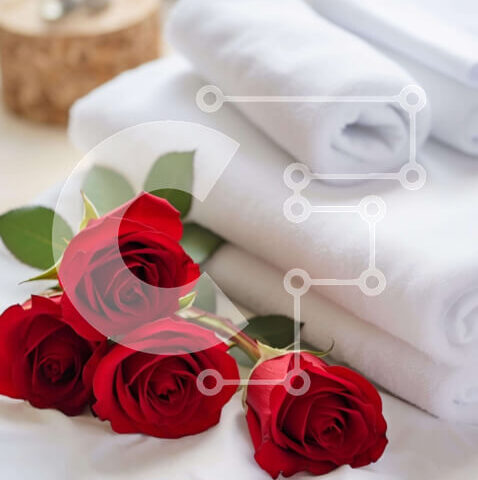 Intra Συλλεκτικό Ξύλινο Παζλ Plywood  4mm - Κόκκινα τριαντάφυλλα σε λευκές πετσέτες Σε Ξύλινο Κουτί - Διαστάσεις Puzzle: 10x10 cm – 25 κομμάτια - Image 1