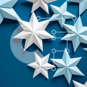 Intra Συλλεκτικό Ξύλινο Παζλ Plywood 4mm - Διακόσμηση Origami Stars σε λευκό και μπλε Σε Ξύλινο Κουτί - Διαστάσεις Puzzle: 10x10 cm – 25 κομμάτια - Image 1