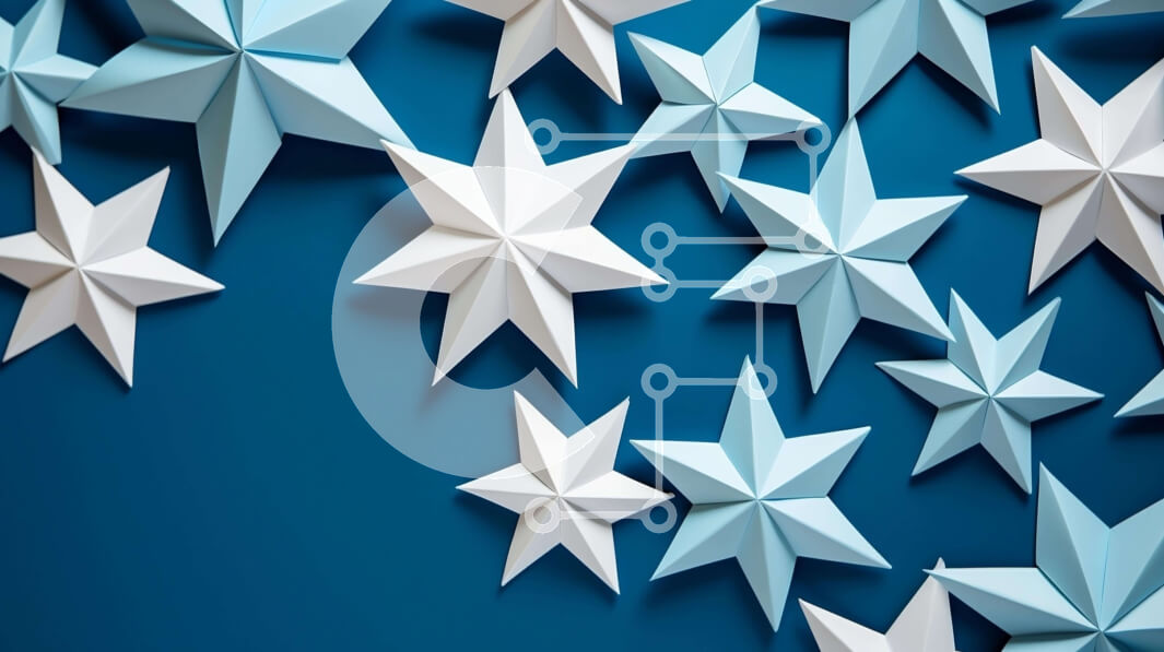 Intra Συλλεκτικό Ξύλινο Παζλ Plywood  4mm - Διακόσμηση Origami Stars σε λευκό και μπλε Σε Ξύλινο Κουτί - Διαστάσεις Puzzle: 10x10 cm – 25 κομμάτια - Image 1