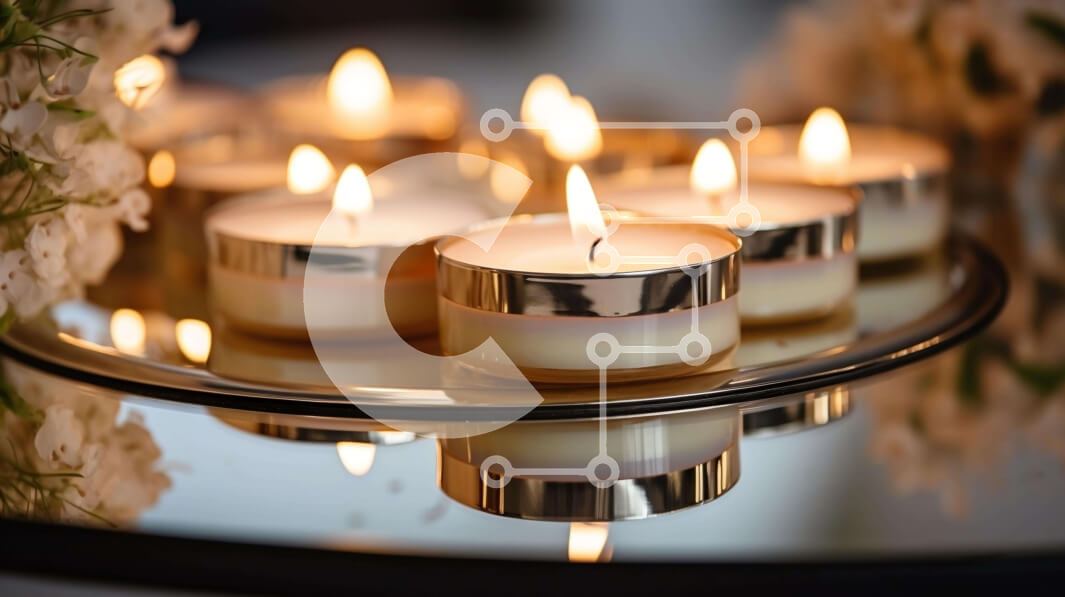 Intra Συλλεκτικό Ξύλινο Παζλ Plywood  4mm - Κομψή σύνθεση κεριών με λευκά λουλούδια Σε Ξύλινο Κουτί - Διαστάσεις Puzzle: 10x10 cm – 25 κομμάτια