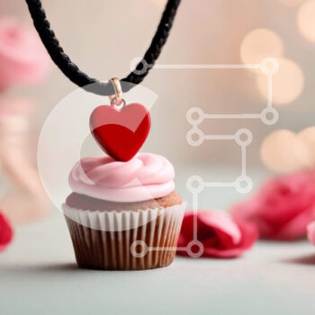 Intra Συλλεκτικό Ξύλινο Παζλ Plywood  4mm - Κρεμαστό κολιέ Cupcake με ροζ τριαντάφυλλα Σε Ξύλινο Κουτί - Διαστάσεις Puzzle: 10x10 cm – 25 κομμάτια - Image 1