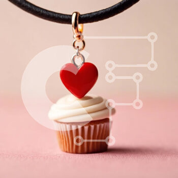 Intra Συλλεκτικό Ξύλινο Παζλ Plywood  4mm - Κρεμαστό κολιέ Cupcake με γούρι καρδιάς Σε Ξύλινο Κουτί - Διαστάσεις Puzzle: 10x10 cm – 25 κομμάτια - Image 1