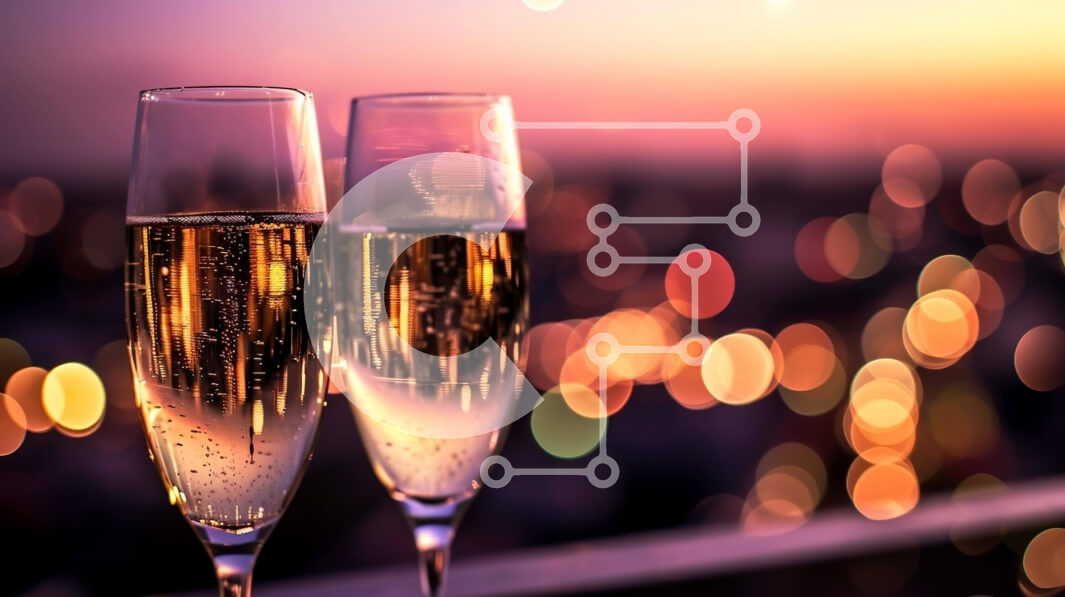 Intra Συλλεκτικό Ξύλινο Παζλ Plywood  4mm - Ρομαντική βραδινή γιορτή με φλάουτα σαμπάνιας Σε Ξύλινο Κουτί - Διαστάσεις Puzzle: 10x10 cm – 25 κομμάτια