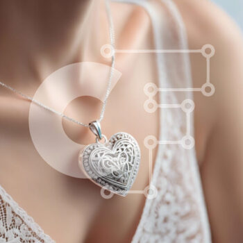 Intra Συλλεκτικό Ξύλινο Παζλ Plywood  4mm - Γυναίκα που φορά ασημένιο κολιέ σε σχήμα καρδιάς Σε Ξύλινο Κουτί - Διαστάσεις Puzzle: 10x10 cm – 25 κομμάτια - Image 1