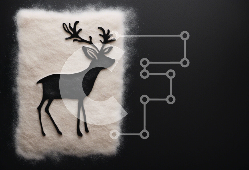 Intra Συλλεκτικό Ξύλινο Παζλ Plywood  4mm - Ασπρόμαυρη σιλουέτα ελαφιού σε υλικό από τσόχα Σε Ξύλινο Κουτί - Διαστάσεις: 10x10 cm – 25 κομμάτια