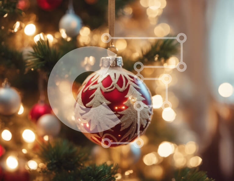 Intra Συλλεκτικό Ξύλινο Παζλ Plywood  4mm - Κόκκινο και άσπρο στολίδι που κρέμεται στο χριστουγεννιάτικο δέντρο Σε Ξύλινο Κουτί - Διαστάσεις: 10x10 cm – 25 κομμάτια