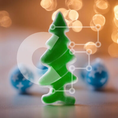 Intra Συλλεκτικό Ξύλινο Παζλ Plywood  4mm - Γιορτινό καραμέλα με πολύχρωμα στολίδια Σε Ξύλινο Κουτί - Διαστάσεις: 10x10 cm – 25 κομμάτια - Image 1