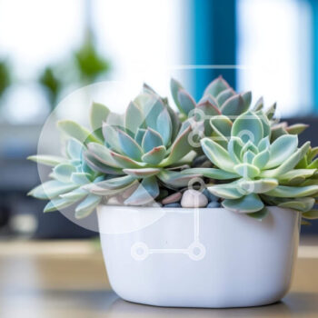 Intra Συλλεκτικό Ξύλινο Παζλ Plywood  4mm - Μικρό παχύφυτο σε γλάστρα μπροστά από δύο οθόνες Σε Ξύλινο Κουτί - Διαστάσεις Puzzle: 10x10 cm – 25 κομμάτια - Image 1