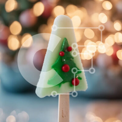 Intra Συλλεκτικό Ξύλινο Παζλ Plywood  4mm - Popsicle σε σχήμα χριστουγεννιάτικου δέντρου με πράσινο πάγωμα Σε Ξύλινο Κουτί - Διαστάσεις: 10x10 cm – 25 κομμάτια - Image 1