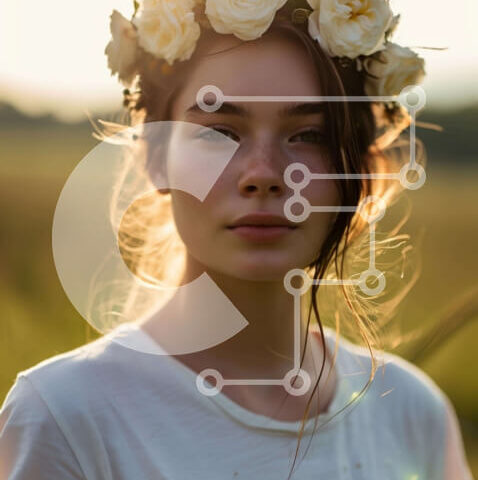 Intra Συλλεκτικό Ξύλινο Παζλ Plywood  4mm - Νεαρή γυναίκα στη φύση με λουλούδια Σε Ξύλινο Κουτί - Διαστάσεις Puzzle: 10x10 cm – 25 κομμάτια - Image 1