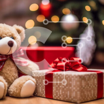 Intra Συλλεκτικό Ξύλινο Παζλ Plywood  4mm - Αρκουδάκι και κουτί δώρου τα Χριστούγεννα Σε Ξύλινο Κουτί - Διαστάσεις Puzzle: 10x10 cm – 25 κομμάτια - Image 1