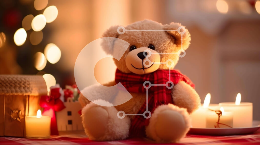 Intra Συλλεκτικό Ξύλινο Παζλ Plywood  4mm - Αρκουδάκι και κεριά στο τραπέζι Σε Ξύλινο Κουτί - Διαστάσεις: 10x10 cm – 25 κομμάτια