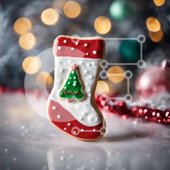 Intra Συλλεκτικό Ξύλινο Παζλ Plywood  4mm - Εορταστική χριστουγεννιάτικη διακόσμηση μπισκότων με κάλτσες Σε Ξύλινο Κουτί - Διαστάσεις: 10x10 cm – 25 κομμάτια