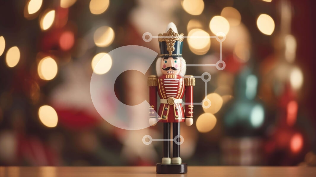 Intra Συλλεκτικό Ξύλινο Παζλ Plywood  4mm - Ξύλινος Καρυοθραύστης με Χριστουγεννιάτικα Φωτάκια και Διακοσμητικά Σε Ξύλινο Κουτί - Διαστάσεις: 10x10 cm – 25 κομμάτια