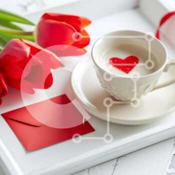 Intra Συλλεκτικό Ξύλινο Παζλ Plywood  4mm - Ρομαντικός Καφές και Τουλίπες με Φάκελο Σε Ξύλινο Κουτί - Διαστάσεις Puzzle: 10x10 cm – 25 κομμάτια - Image 1