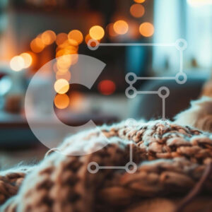 Intra Συλλεκτικό Ξύλινο Παζλ Plywood  4mm - Άνετο σαλόνι με πολύχρωμα φωτάκια και πλεκτές κουβέρτες Σε Ξύλινο Κουτί - Διαστάσεις Puzzle: 10x10 cm – 25 κομμάτια