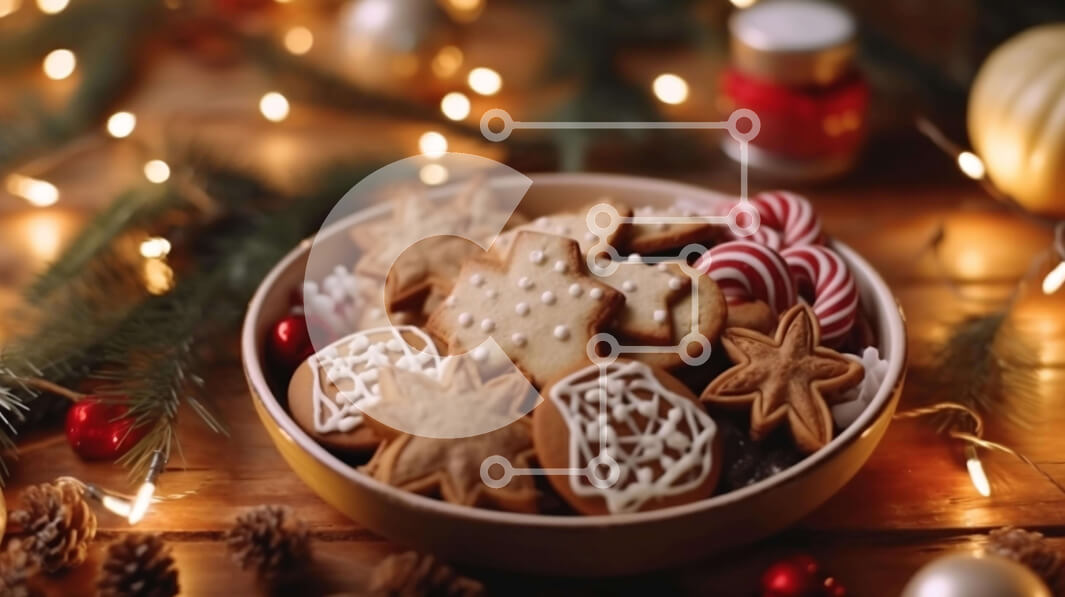 Intra Συλλεκτικό Ξύλινο Παζλ Plywood  4mm - Γιορτινά χριστουγεννιάτικα μπισκότα σε στολισμένο ξύλινο τραπέζι Σε Ξύλινο Κουτί - Διαστάσεις: 10x10 cm – 25 κομμάτια