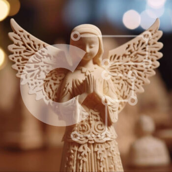 Intra Συλλεκτικό Ξύλινο Παζλ Plywood  4mm - Ειδώλιο Λευκού Αγγέλου σε διακοσμητικό σκηνικό Σε Ξύλινο Κουτί - Διαστάσεις Puzzle: 10x10 cm – 25 κομμάτια - Image 1