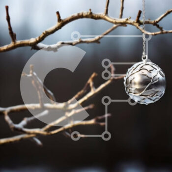 Intra Συλλεκτικό Ξύλινο Παζλ Plywood  4mm - Ασημένιο στολίδι που κρέμεται από κλαδί δέντρου στο χιονισμένο δάσος Σε Ξύλινο Κουτί - Διαστάσεις Puzzle: 10x10 cm – 25 κομμάτια - Image 1