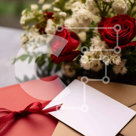 Intra Συλλεκτικό Ξύλινο Παζλ Plywood  4mm - Φάκελος του Αγίου Βαλεντίνου με κόκκινη κορδέλα και τριαντάφυλλα Σε Ξύλινο Κουτί - Διαστάσεις Puzzle: 10x10 cm – 25 κομμάτια - Image 1