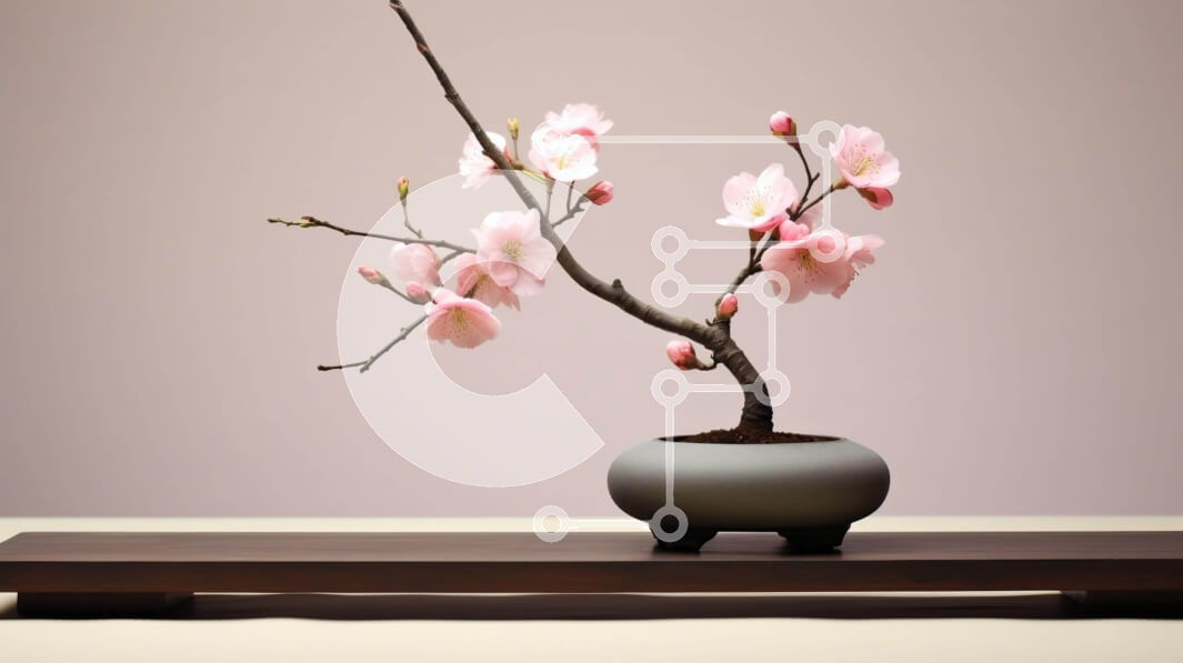 Intra Συλλεκτικό Ξύλινο Παζλ Plywood  4mm - Μικρό φυτό σε γλάστρα με ροζ λουλούδια σε ξύλινη πλατφόρμα Σε Ξύλινο Κουτί - Διαστάσεις: 10x10 cm – 25 κομμάτια