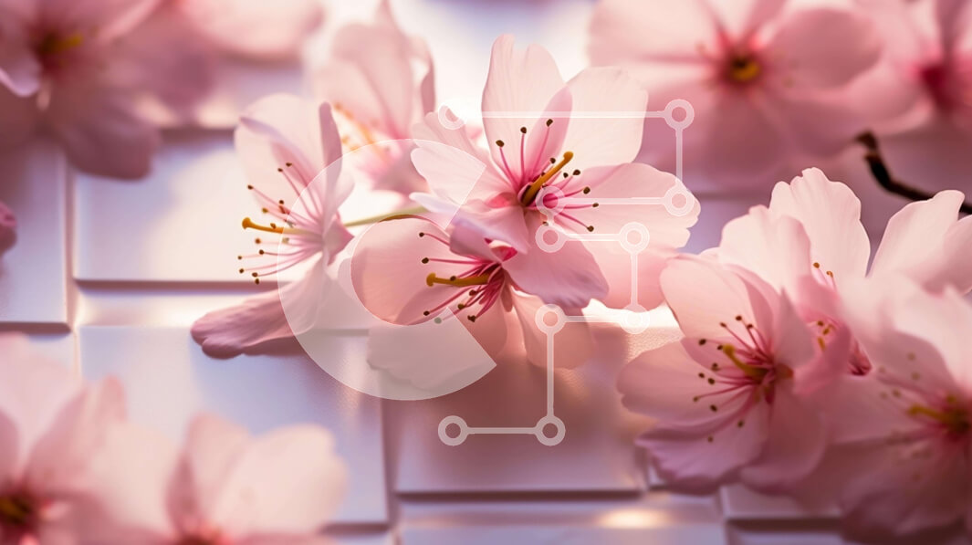 Intra Συλλεκτικό Ξύλινο Παζλ Plywood  4mm - Ροζ άνθη κερασιάς που επιπλέουν στον αέρα Σε Ξύλινο Κουτί - Διαστάσεις: 10x10 cm – 25 κομμάτια