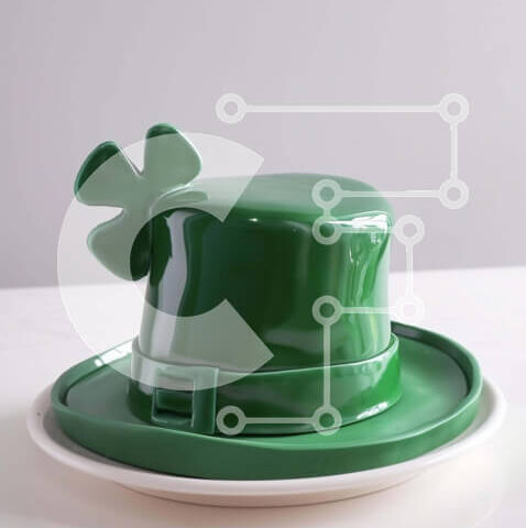 Intra Συλλεκτικό Ξύλινο Παζλ Plywood  4mm - Πράσινο καπέλο και τριφύλλια για την ιρλανδική γιορτή Σε Ξύλινο Κουτί - Διαστάσεις: 10x10 cm – 25 κομμάτια - Image 1