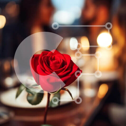 Intra Συλλεκτικό Ξύλινο Παζλ Plywood  4mm - Ρομαντικό δείπνο με κόκκινο τριαντάφυλλο Σε Ξύλινο Κουτί - Διαστάσεις Puzzle: 10x10 cm – 25 κομμάτια - Image 1