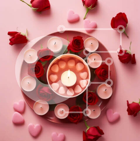 Intra Συλλεκτικό Ξύλινο Παζλ Plywood  4mm - Τραπέζι του Αγίου Βαλεντίνου με τριαντάφυλλα και κεριά Σε Ξύλινο Κουτί - Διαστάσεις Puzzle: 10x10 cm – 25 κομμάτια - Image 1