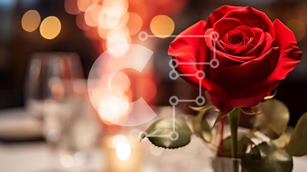 Intra Συλλεκτικό Ξύλινο Παζλ Plywood  4mm - Κομψή τραπεζαρία με ένα μονό κόκκινο τριαντάφυλλο Σε Ξύλινο Κουτί - Διαστάσεις Puzzle: 10x10 cm – 25 κομμάτια