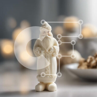 Intra Συλλεκτικό Ξύλινο Παζλ Plywood  4mm - Λευκό ειδώλιο Άγιου Βασίλη με πιάτα και μπολ Σε Ξύλινο Κουτί - Διαστάσεις: 10x10 cm – 25 κομμάτια - Image 1