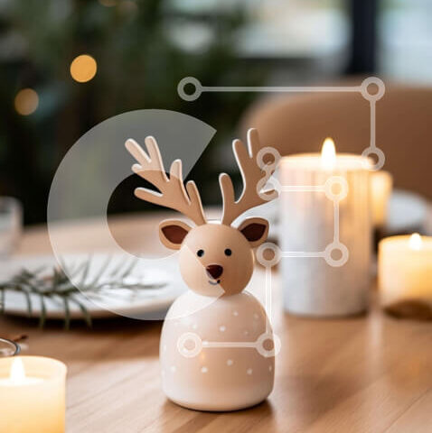 Intra Συλλεκτικό Ξύλινο Παζλ Plywood  4mm - Τραπεζαρία διακοσμημένη με κερί και πράσινο Σε Ξύλινο Κουτί - Διαστάσεις Puzzle: 10x10 cm – 25 κομμάτια - Image 1