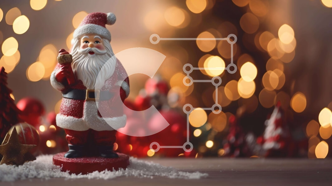 Intra Συλλεκτικό Ξύλινο Παζλ Plywood  4mm - Κόκκινο ειδώλιο Άγιου Βασίλη με πολύχρωμα φώτα και νιφάδες χιονιού Σε Ξύλινο Κουτί - Διαστάσεις: 10x10 cm – 25 κομμάτια