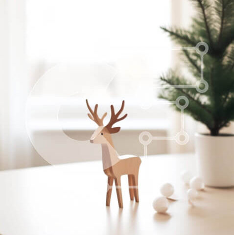 Intra Συλλεκτικό Ξύλινο Παζλ Plywood 4mm - Ξύλινο ειδώλιο ελαφιού και διακόσμηση χριστουγεννιάτικου δέντρου Σε Ξύλινο Κουτί - Διαστάσεις Puzzle: 10x10 cm – 25 κομμάτια - Image 1