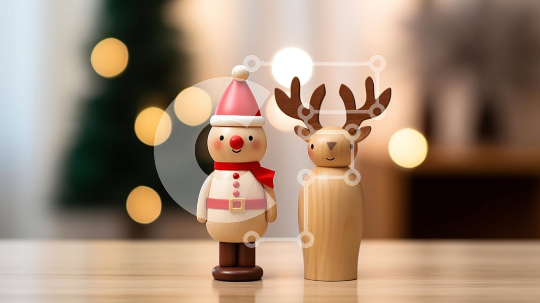 Intra Συλλεκτικό Ξύλινο Παζλ Plywood  4mm - Φιγούρα από ξύλινο τάρανδο και Άγιο Βασίλη για διακόσμηση διακοπών Σε Ξύλινο Κουτί - Διαστάσεις: 10x10 cm – 25 κομμάτια