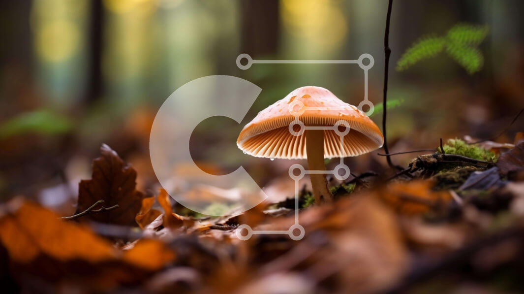 Intra Συλλεκτικό Ξύλινο Παζλ Plywood  4mm - Μονό πορτοκαλί μανιτάρι στο φθινοπωρινό δάσος Σε Ξύλινο Κουτί - Διαστάσεις: 10x10 cm – 25 κομμάτια