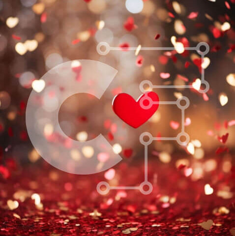 Intra Συλλεκτικό Ξύλινο Παζλ Plywood 4mm - Ρομαντικό κομφετί με κόκκινη καρδιά που πέφτει από τον ουρανό Σε Ξύλινο Κουτί - Διαστάσεις Puzzle: 10x10 cm – 25 κομμάτια - Image 1